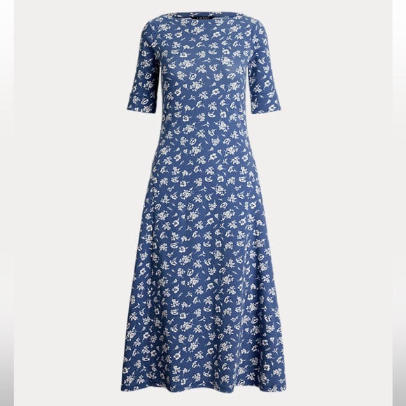 Ralph Lauren Floral Stretch Cotton Midi Dress - Picture 15 of 15